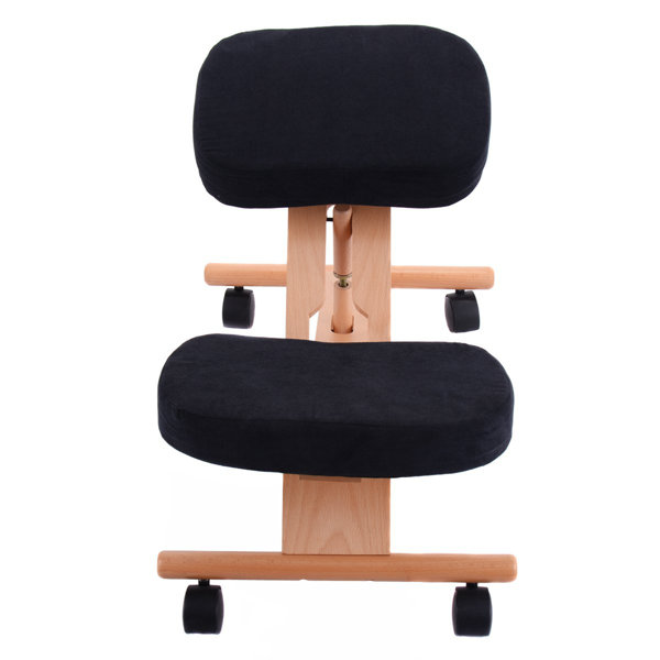 Inbox Zero Ergonomic Kneeling Chair, Adjustable Wooden Frame Kneeler